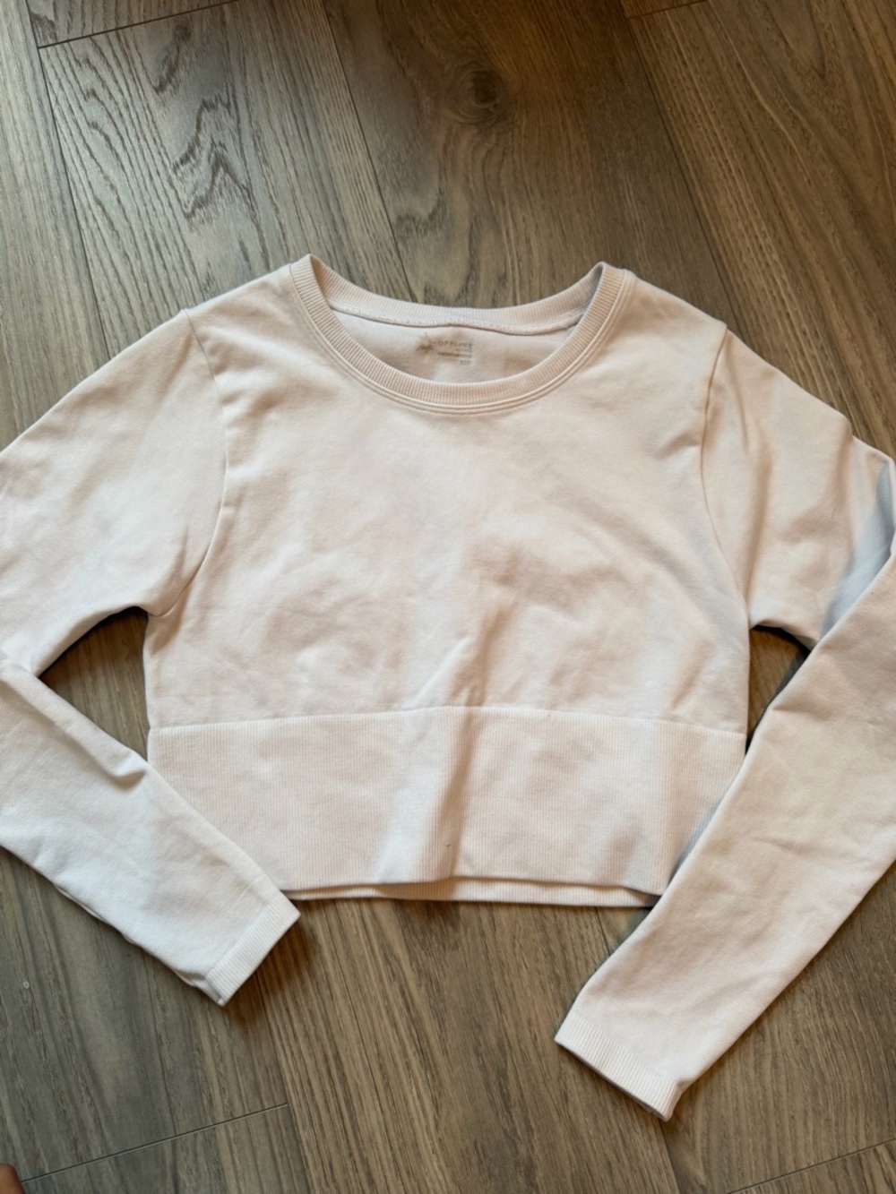 OFFLINE by Aerie Sidewalk Seamless Long Sleeve Cropped T-Shirt Cream XS